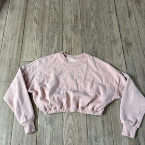 Hollister Pale Pink Cropped Crew Sweatshirt Elastic Waist Medium